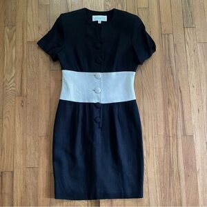 Vintage 1980s Santa Fe Black and White Dress | Size 8